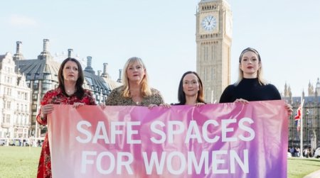 The Darlington nurses outside Parliament.