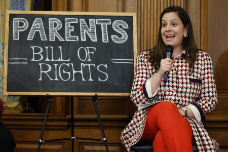 Rep. Elise Stefanik, R-N.Y., talks about the Parents Bill of Rights Act during an event in the Rayburn Room at the U.S. Capitol on March 01, 2023, in Washington, D.C. According to the Speaker's office,