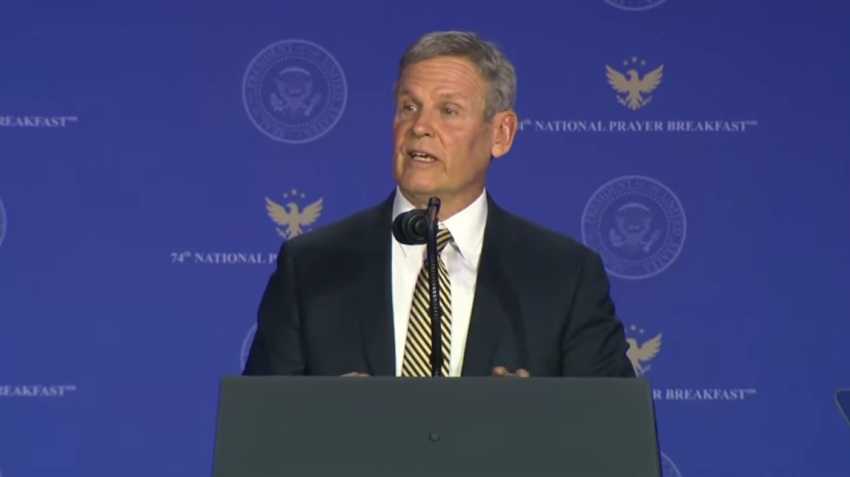 Tennessee Gov. Bill Lee talks about his faith at the 74th annual National Prayer Breakfast on Feb. 5, 2026.