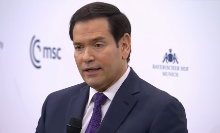 U.S. Secretary of State Marco Rubio delivers remarks to the Munich Security Conference in Munich, Germany, on Feb. 14, 2026. 