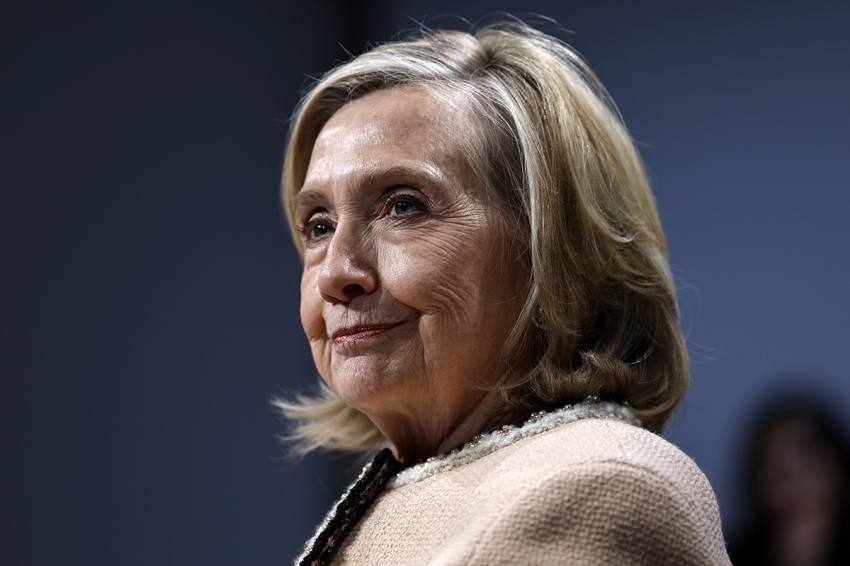 Hillary Clinton moderates the panel talk "Girls Just Want to Have Fundamental Rights: Fighting the Global Pushback" at the 62nd Munich Security Conference on Feb. 14, 2026, in Munich, Germany.