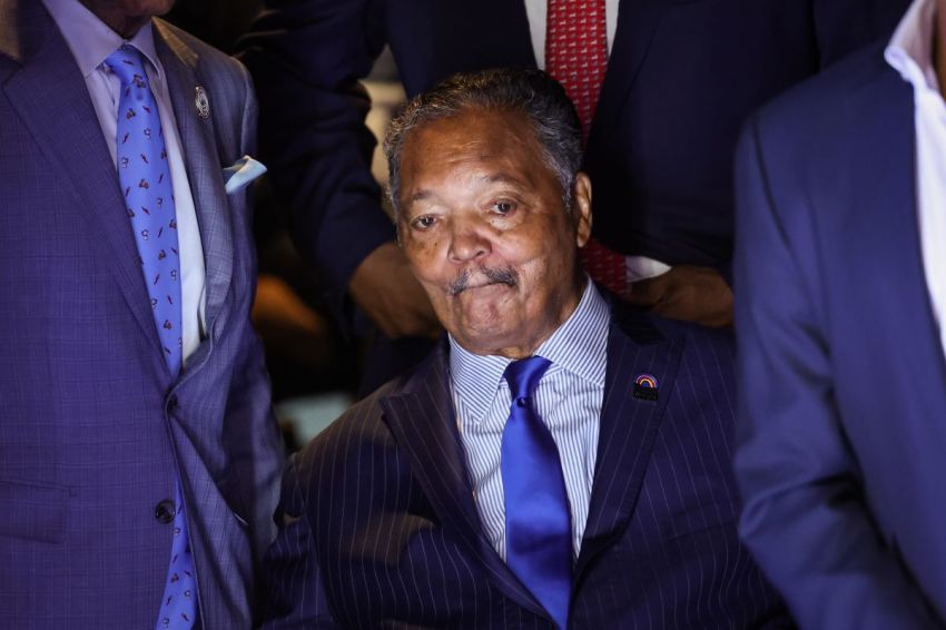 Rev. Jesse Jackson attends the first day of the Democratic National Convention at the United Center on August 19, 2024, in Chicago, Illinois.