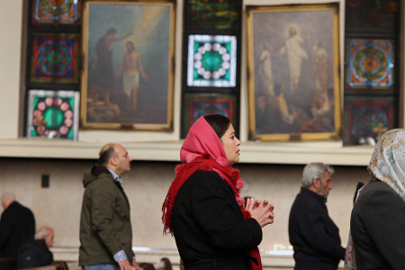 Iranian Christians attend a mass celebrating the Armenian Christmas at the Saint Sarkis Armenian Cathedral in Tehran on Jan. 6, 2026.