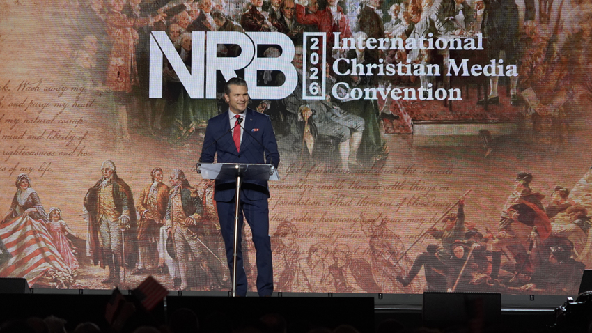 Secretary of War Pete Hegseth speaks at the National Religious Broadcasters' (NRB) Freedom 250 Celebration in Nashville, Tenn., on Feb. 19, 2026.