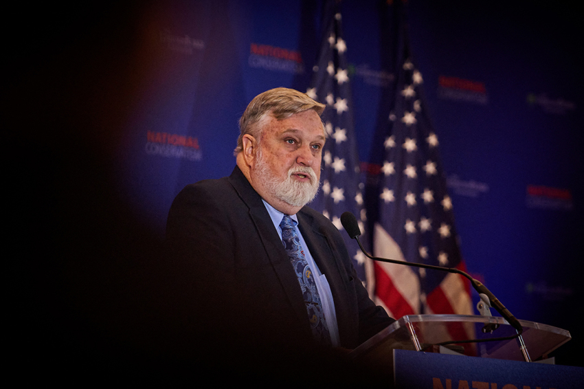 Pastor Doug Wilson speaks at the National Conservatism Conference in Washington, D.C., on Sept. 3, 2025.