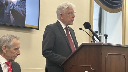 John Eibner, the president of Christian Solidarity International, speaks about the crackdown on Armenian church leaders during a briefing on Capitol Hill in Washington, D.C., on Feb. 26, 2026.