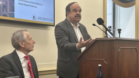 Alberto Fernandez of the Middle East Media Research Institute discusses the repercussions of the Armenian government's crackdown on the Armenian Apostolic Church during a briefing on Capitol Hill in Washington, D.C., on Feb. 26, 2026.