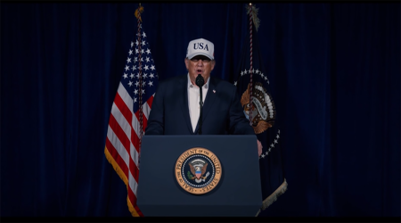 President Donald Trump addresses the targeted attacks and tells Iranians, "When we are finished, take over your government," at Mar-a-Lago in Palm Beach, Florida, on Feb. 28, 2026.