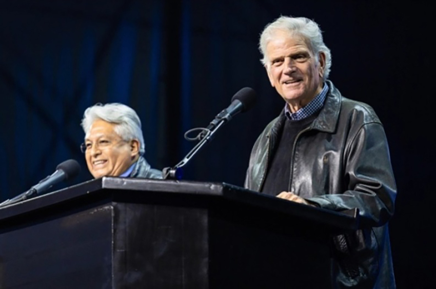 Franklin Graham, accompanied by David Ruiz, associate evangelist with the BGEA, who serves as Spanish interpreter.