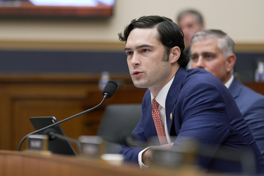 U.S. Rep. Brandon Gill, R-Texas, questions Special Counsel Jack Smith as he testifies during a hearing before the House Judiciary Committee in the Rayburn House Office Building on Capitol Hill on Jan. 22, 2026, in Washington, D.C. Smith testified on his team's federal criminal investigations into President Donald Trump which included 2020 election interference and classified documents. 