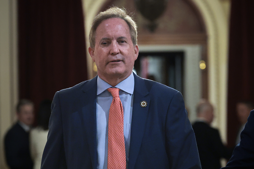 Texas Attorney General Ken Paxton arrives for the State of the Union address during a Joint Session of Congress at the U.S. Capitol on Feb. 24, 2026, in Washington, D.C. Trump is delivering his address days after the U.S. Supreme Court struck down the administration's tariff strategy and amid a U.S. military buildup in the Persian Gulf threatening Iran.