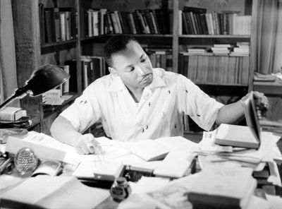 Civil rights leader Reverend Martin Luther King, Jr. relaxes at home in May 1956 in Montgomery, Alabama.