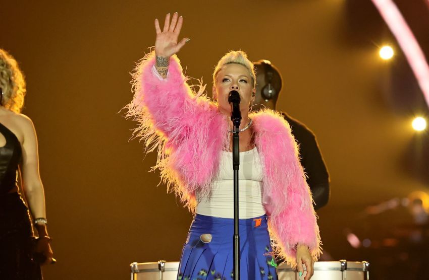 P!NK performs onstage during P!NK The Summer Carnival 2024 - St. Louis at The Dome at America’s Center on August 10, 2024, in St Louis, Missouri.