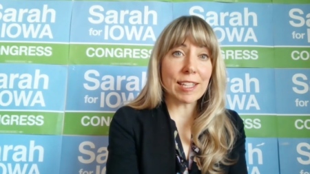Democratic Iowa state Sen. Sarah Trone Garriott speaks about her race to unseat Rep. Zach Nunn, R-Iowa, during an interview with Simon Rosenberg on April 21, 2026.