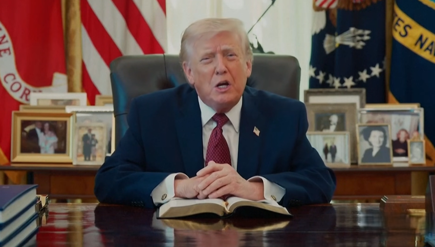 President Donald Trump reads 2 Chronicles 7:11-22 in celebration of America's 250th anniversary.