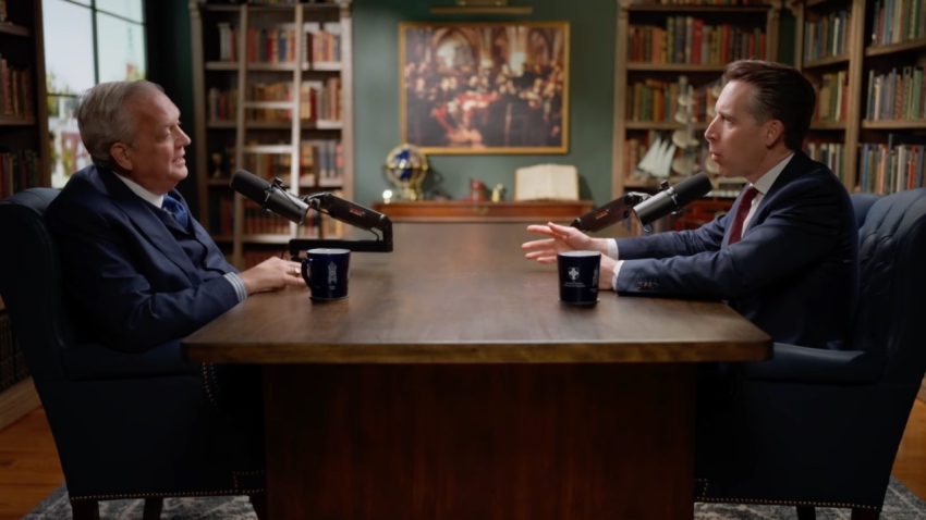Sen. Josh Hawley, R-Mo., speaks with Al Mohler during an interview on Mohler's