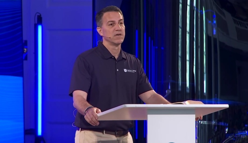 Scott Pace, a professor at the Wake Forest, North Carolina-based Southeastern Baptist Theological Seminary, preaching a sermon in April 2026.