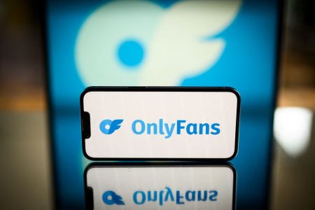 This photograph taken in Nantes, western France on May 21, 2025, shows the logo of British pornographic social network OnlyFans.