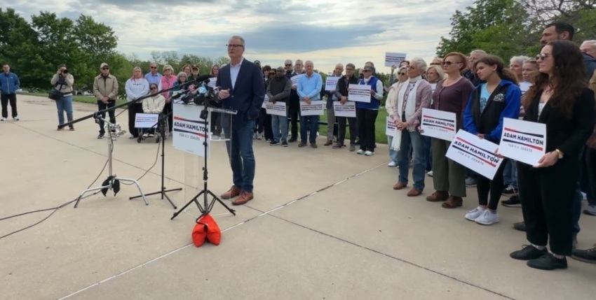 Adam Hamilton, pastor of the Church of the Resurrection of Leawood, Kansas, announces his run for the U.S. Senate on Thursday, April 30, 2026.