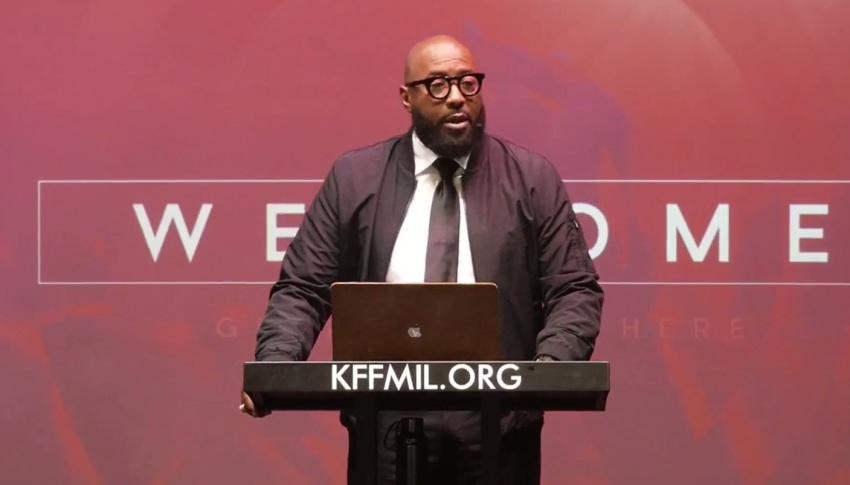 Pastor Robert Charles Randolph, leader of Kingdom Faith Fellowship Church in Milwaukee, Wisconsin, preaches a sermon on Sunday, April 19, 2026.