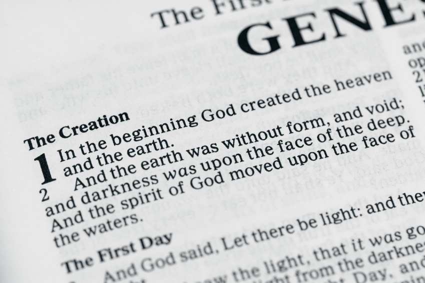 The Book of Genesis, the first book of the Bible in the Old Testament.