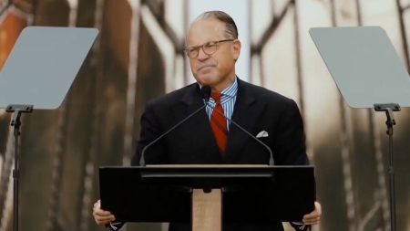Eric Metaxas speaks at the Rededicate 250 festival on the National Mall in Washington, D.C., on May 17, 2026.