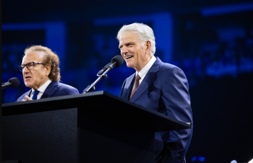 The Rev. Franklin Graham addresses the crowd at the Festival of Hope in Minsk, Belarus, held from May 16 to 17, 2026. 