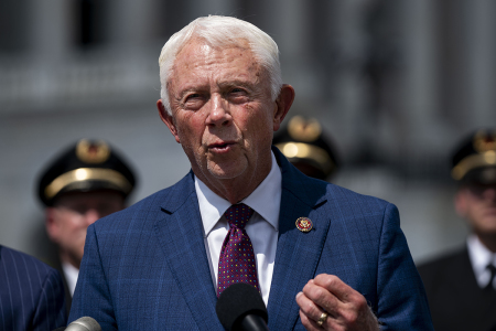 Rep. Jack Bergman, R-Mich., speaks during a news conference outside the U.S. Capitol on Sept. 11, 2024, in Washington, D.C.