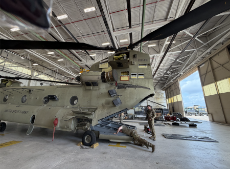soldiers work on a military plane at Campbell Army Airfield on May 29, 2026.