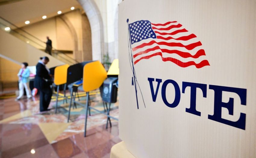 People vote at a polling location at the Metro Headquarters Building during California's state primary election in Los Angeles, California, on June 2, 2026. 