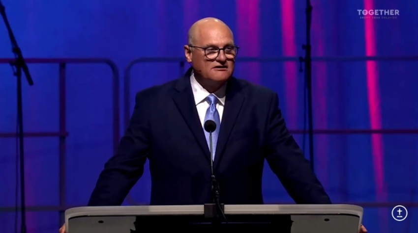 Willy Rice delivers a sermon at the Southern Baptist Convention Pastors' Conference on Monday, June 8, 2026.