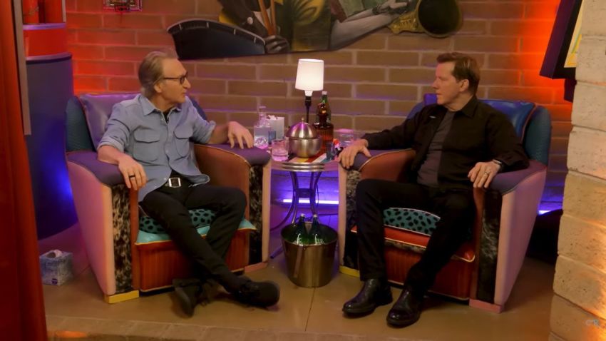 Political commentator Bill Maher (L) talks with comedian Jeff Dunham (R) during an episode of the "Club Random with Bill Maher" podcast that aired on June 8, 2026.