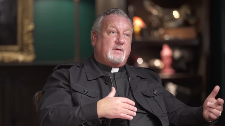 Fr. Dan Reehil, a Roman Catholic priest and exorcist for the Diocese of Nashville, appears during an episode of the "Shawn Ryan Show" that aired Oct. 28, 2024.