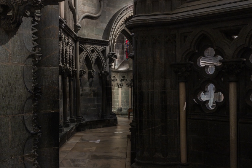 The interior of Nidaros Cathedral in Trondheim, Norway.