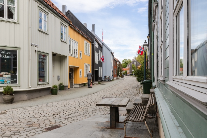 The colorful streets of Trondheim, Norway.