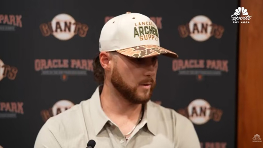 Giants pitcher Landen Roupp speaks to reporters following San Francisco’s 5-1 loss against the Chicago Cubs at Oracle Park on June 12, 2026. A reporter was critical of Roupp for speaking about the Bible in June, which some LGBT activists recognize as so-called pride month to promote homosexuality and transsexuality.