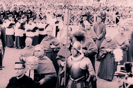 A procession that was part of the papal coronation for Pope Paul VI, held at St. Peter's Square in Rome, Italy in June 1963.