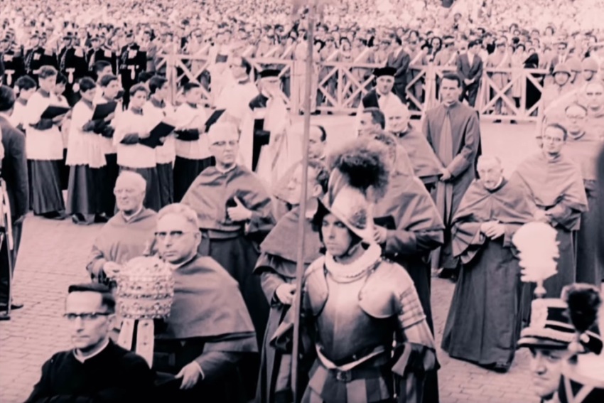 A procession that was part of the papal coronation for Pope Paul VI, held at St. Peter's Square in Rome, Italy in June 1963. 