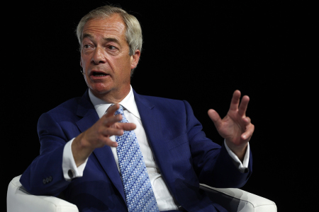 Nigel Farage speaks at the Alliance for Responsible Citizenship (ARC) Conference at the Olympia in central London, England, on June 24, 2026.
