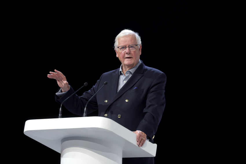 Os Guinness delivering the closing address to the Alliance for Responsible Citizenship's 2026 conference at the London Olympia, in London, England, June 25, 2026.