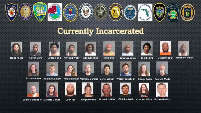 Suspects arrested across East Volusia County, Florida.