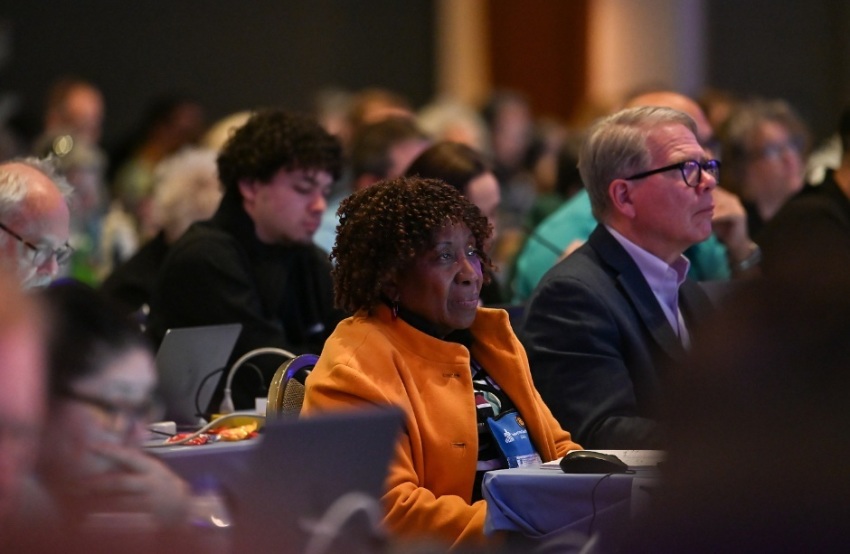 Commissioners listen to discussion during the 13th Plenary of the 227th General Assembly of the Presbyterian Church (U.S.A.) on July 2, 2026. The assembly was held June 22 to July 2, 2026, at the Baird Center in Milwaukee, Wisconsin.