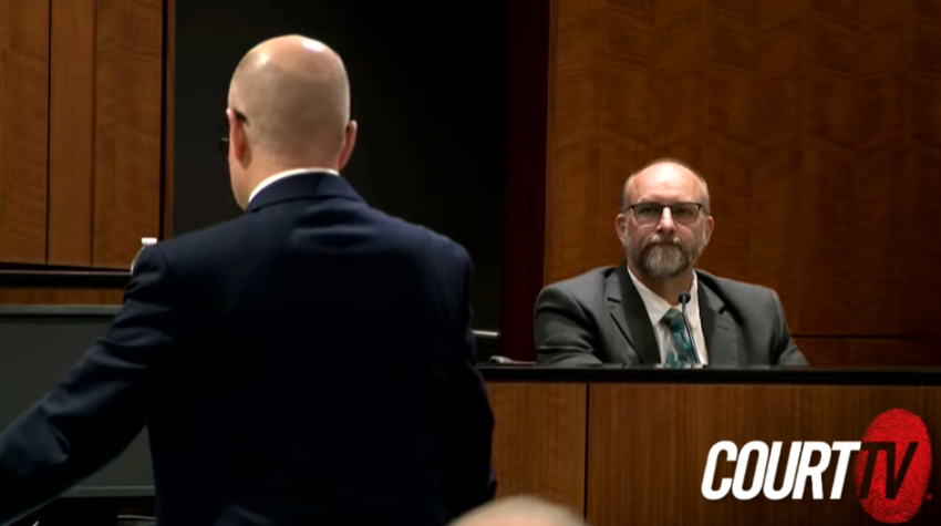 Chris Bagley, a former Utah Valley University police officer, testifies in court on July 6, 2026, about the events following the assassination of Charlie Kirk. 
