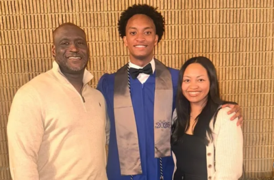 The late Nolan Wells (C) and his parents, father Elmore Wonsley (L) and mother, Christine Wonsley (R)