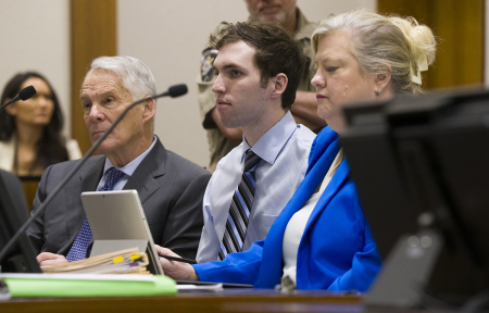 Tyler Robinson, center, accused in the fatal shooting of Charlie Kirk, appears during a hearing in 4th District Court on Jan. 16, 2026, in Provo, Utah. Prosecutors have charged Tyler Robinson with aggravated murder and plan to seek the death penalty.