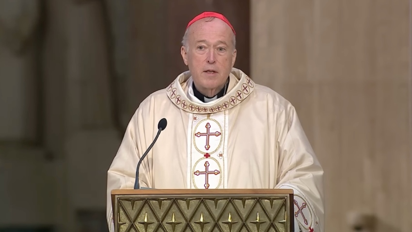 Cardinal Robert W. McElroy speaks during his installation as eighth archbishop of Washington at the Basilica of the National Shrine of the Immaculate Conception on March 11, 2025, in Washington, D.C.