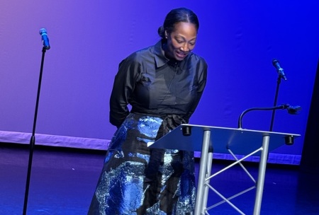 Rev. Eboni Marshall Turman addresses her new church on Sunday, July 19, 2026.