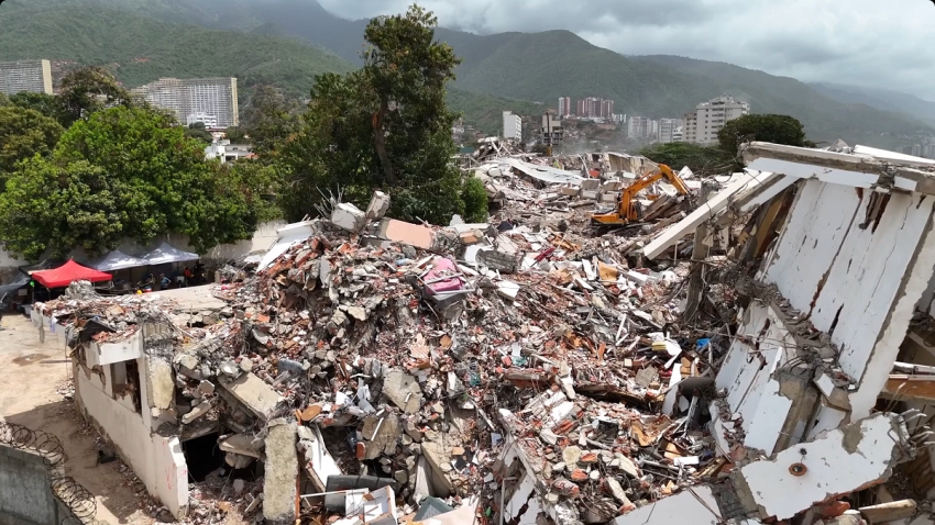 Rubble lays in the aftermath of two earthquakes that struck Venezuela on June 24. 
