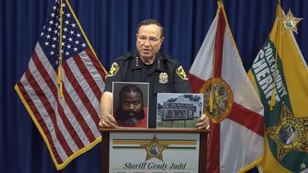 Polk County Florida Sheriff Grady Judd details the charges against Timothy Chaneyfield, a pastor accused of sexually abusing a 14-year-old boy, during a press conference on Aug. 4, 2026.