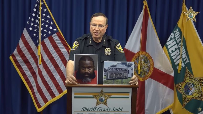 Polk County Florida Sheriff Grady Judd details the charges against Timothy Chaneyfield, a pastor accused of sexually abusing a 14-year-old boy, during a press conference on Aug. 4, 2026.
